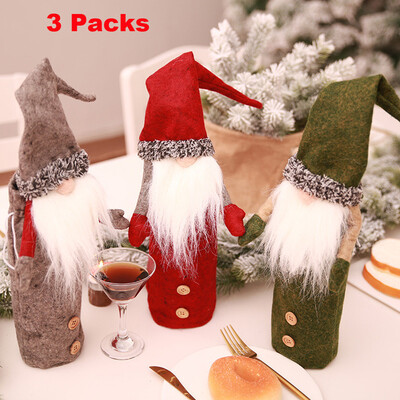

Tailored Adorable Wine Bottle Cover Artificial Beard Christmas Decor Xmas Santa Claus Set