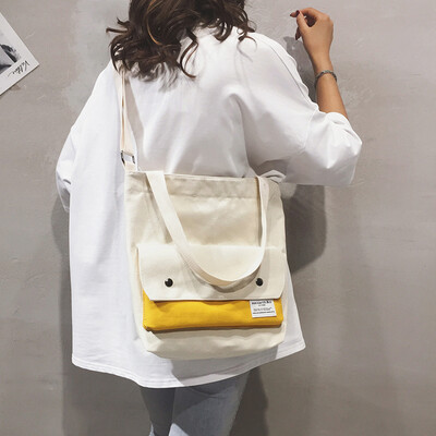 

One shoulder tote bag female 2019 new casual handbag bag package tide Korean version of the wild large capacity canvas Messenger bag