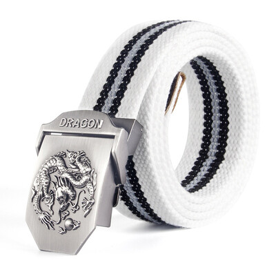 

New Trend Chinese Style Men belt Quality Canvas Automatic Buckle Men belt Army fan casual tooling weaving Wild belt 120cm