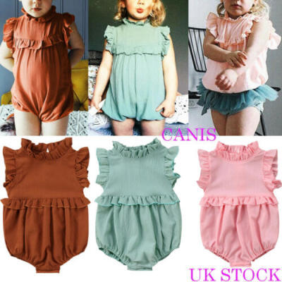 

Newborn Baby Girl Ruffle Romper Sleeveless Jumpsuit Cotton Summer Outfit Clothes