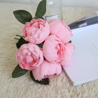 

Siaonvr 1 Bouquet 6 Heads Artificial Peony Silk Flower Leaf Home Wedding Party Decor BU