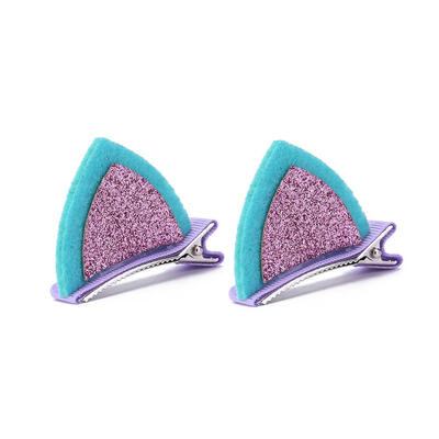 

2pcsSet Cute Hair Clips Girl Glitter Sequins Cat Ears Kids Alloy Hairpin