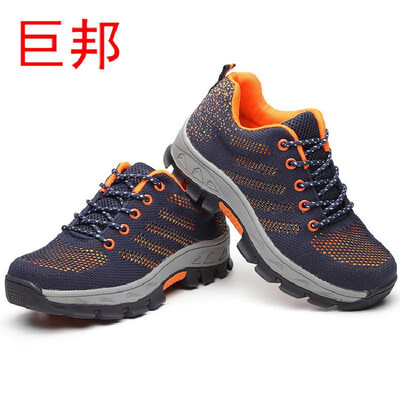 

Factory direct flying woven mesh breathable safety protective shoes anti-piercing steel European standard steel Baotou labor insur