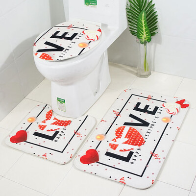 

〖Follure〗Valentines Day Series Bath Rug Set 3Pcs Bath Mat Toilet Mats Antiskid