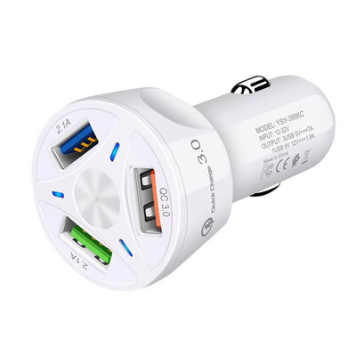 

〖Follure〗Socket Adapter Splitter 3 USB Port Charger DC 12V 24V Car Cigarette Lighter