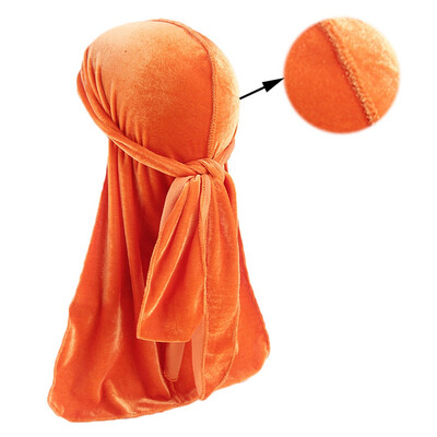 

12 Colors Unisex Velvet Long Tail Turban Hijab Cap Pirate Hat For Hair Loss Chemo Hats