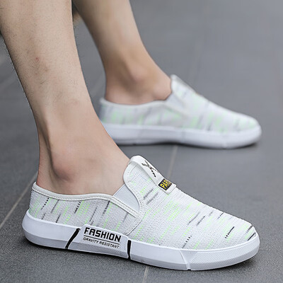 

Summer sandals mens shoes Korean version of the trend canvas half slippers without shoes Baotou a pedal lazy shoes slippers men