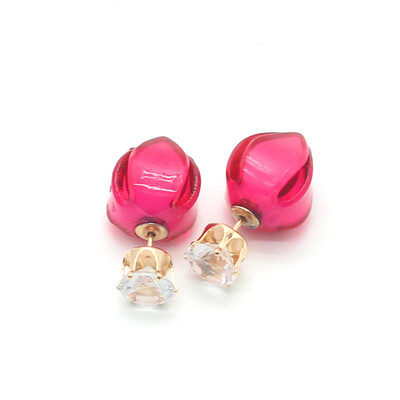 

Olaru 2019 New Crystal Flower Stud Earrings Thick Double Round Circle Rings Earrings For Women Zinc Alloy Trendy Hiphop Rock