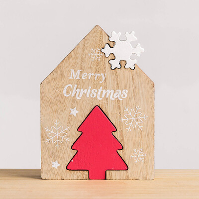 

Toponeto Christmas Wooden Desktop Decoration Home Party Ornaments Building Blocks Gifts