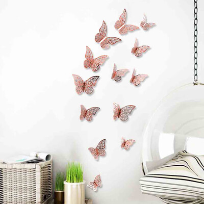 

Siaonvr Butterfly Silver Mirror Decoration Home Room Art 3D DIY Wall Stickers12PCS