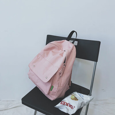 

2018 Shoulder Bag Girl Korean version of campus college studentsschoolbag ins canvas antique feeling simple girl