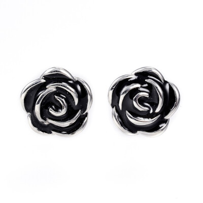 

316 Stainless Steel Stud Earrings with Enamel Flower Stainless Steel Color 13mm pin 08mm