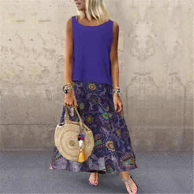 

Women Cotton Linen Boho Floral Casual Baggy Tunic Dress Summer Beach Sundress