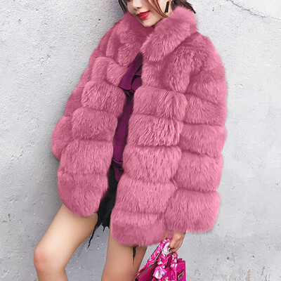 

Roseonmyhand Womens Fashion Solid Lapel Faux Plush Coat Cardigan Loose Pocket Jacket Coat
