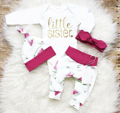 

Newborn Baby Girl Watermelon Clothes Tops Romper Pants Leggings Hat Outfits