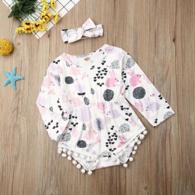 

US 2PCS Newborn Baby Girl Autumn Floral Clothes Romper Jumpsuit Bodysuit Outfits