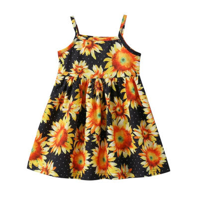 

Floral Print Dress Baby Girls Sling Summer Sleeveless Kids Princess Dresses