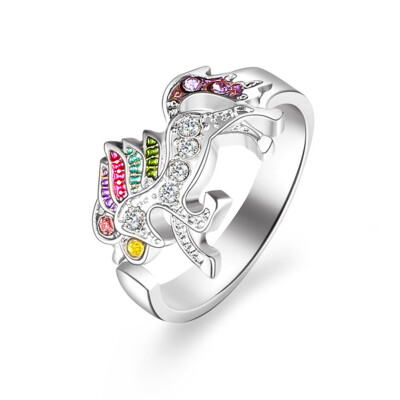 

Fashion Cute Cartoon Unicorn Ring For Women Adjustable Alloy Crystal Finger Ring Jewelry Gift For Girl