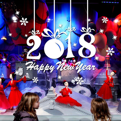 

Tailored 2018 Happy New Year Merry Christmas Wall Sticker Home Shop Windows Decals Decor