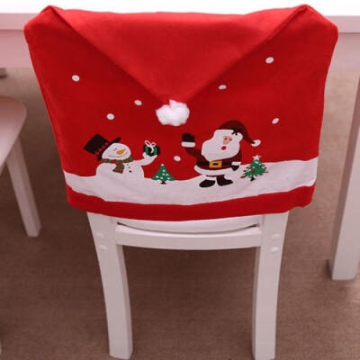 

1pc Santa Claus Cap Red Hat Chair Cover Ornament For Christmas Dinner Table