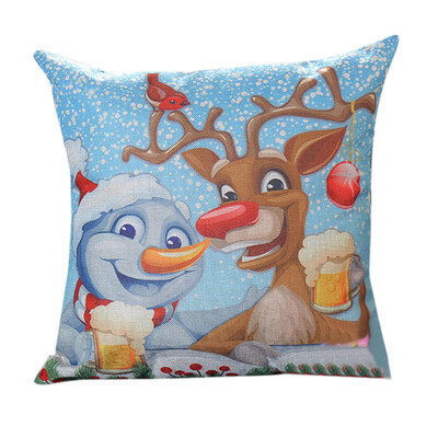 

Tailored Merry Christmas Print Pillowcase Linen Cotton Sofa Cushion Cover Home Decor