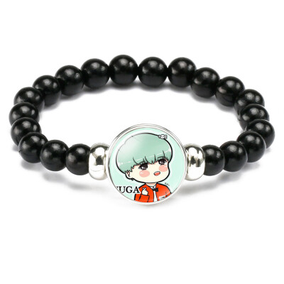 

Skisneostype- Kpop BTS Bracelet Bangtan Boys Black Handmade Leather Rope Bracelet Time Gem Cabochon Wristband