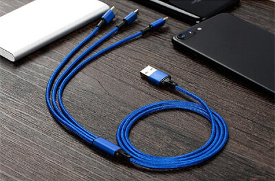 

High-quality Nylon Braided Type-C Lightning Micro USB Data Cable 3 in 1 Fast Charge Stable Data Transmission Charging Cable for iP