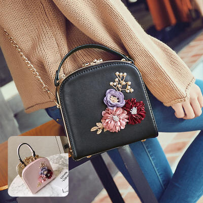 

Fashion Womens Floral Pu Leather Chain Messenger Shoulder Bag