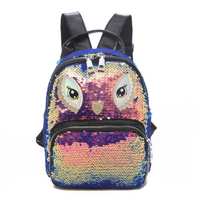 

Sequins Eyes Travel Backpacks Women School Bags PU Leather Small Knapsack