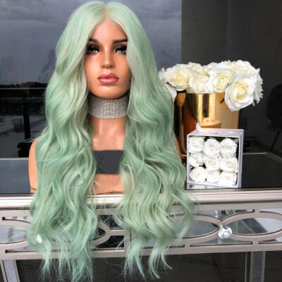 

Tailored Fashion Synthetic Long Wave Green Color Curly Hair Wig Natural Hair Wigs