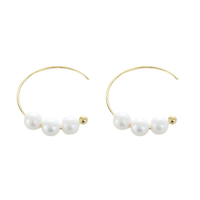 

2019 New Small Size Pearl Shaped Metal Ball Hoop Earrings
