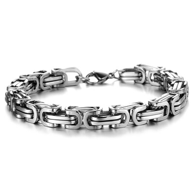 

Fashion Men Byzantine Chain Link Biker Silver Stainless Steel Bracelet Hot