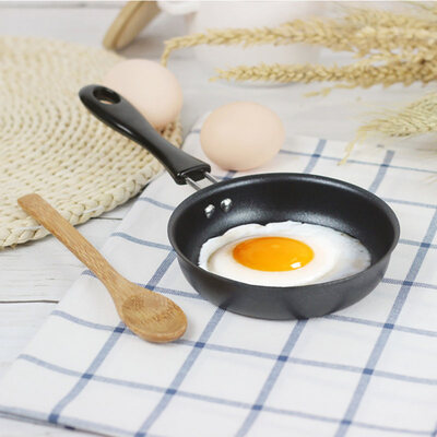 

12cm Mini Round Flat Bottom Steak Egg Breakfast Frying Pan Non-stick Saucepan