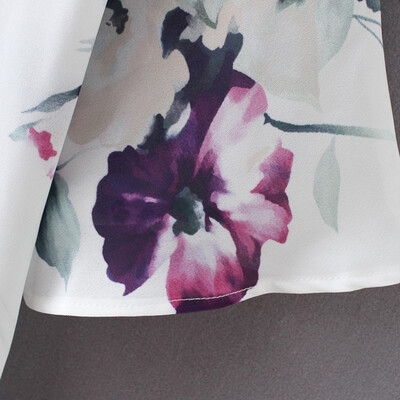 

New Women Chiffon Kimono Floral Print Casual Loose Cardigan Beach Cover-Up Outerwear White