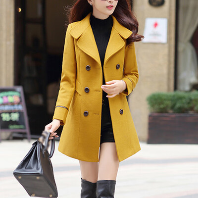 

Womens Plus Size Solid Double Breasted Jacket Long Sleeves Lapel Collar Outwear