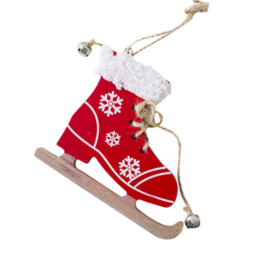 

〖Follure〗Snowflake Pattern Wooden Sleds Boots Christmas Xmas Tree Hanging Pendant Red