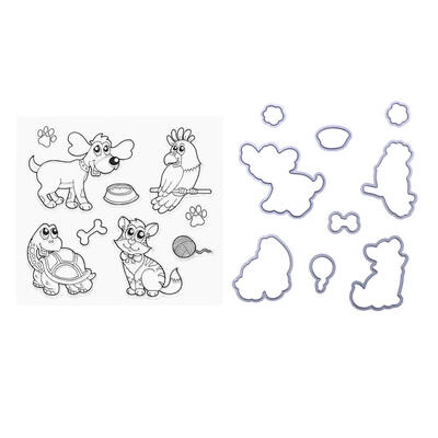 

10pcs Animal Cutting Dies DIY Scrapbook Embossing Stencil Clear Stamper Set