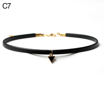 

Women\s Triangle Pendant Flower Lace Layered Wavy Velvet Vintage Choker Necklace