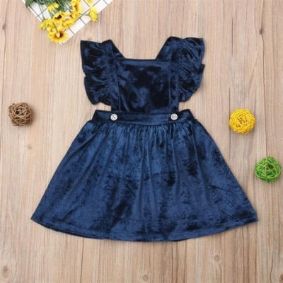 

Infant Baby Girl Velvet Floral Ruffles Tops Sleeveless Party Tutu Dress Clothes