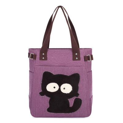 

Canvas Cute Cat Pattern Shoulder Handbags Women Large Totes Shopping Bags