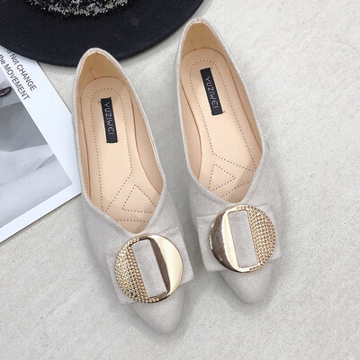 

Bean shoes womens spring Korean version round buckle tip head a foot lazy lady shoes womens casual shoes