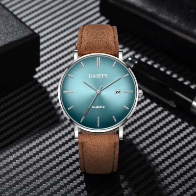 

Gobestart Fashion Simple Simple Casual Calendar Business Leather With Strap Mens Watch