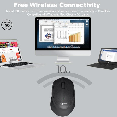 

Logitech M330 Silent Plus Wireless Mouse Quiet-Click Technology 24G Wireless with Nano Receiver for Computer PC