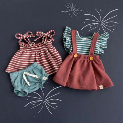 

US STOCK Summer Newborn Baby Girl Tops T-shirt Dress Skirts 2Pcs Outfits Clothes