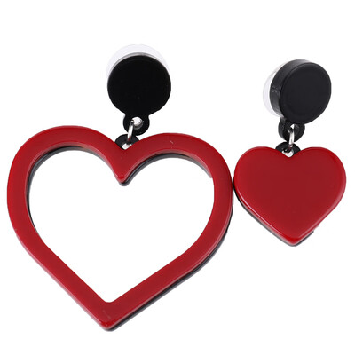 

Women Hollow Out Resin Love Heart Asymmetry Earrings Stud Earrings Jewelry Chic