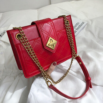 

Bag female bag new 2019 Korean version of the tide simple embroidery line chain shoulder Messenger bag female wild ins small square bag