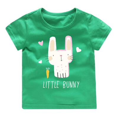 

Fashion Cute Rabbit Print Casual T-shirt Girl Children Short Sleeve Tops