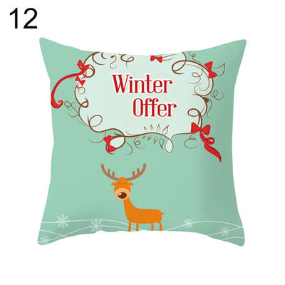 

Cartoon Christmas Tree Santa Claus Pillow Case Cushion Cover Chair Sofa Decor