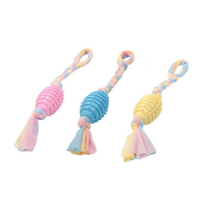 

TPR Pet Toy Dog Puppy Three Circle Cloth Strips Bite Tooth Cleaning Toys