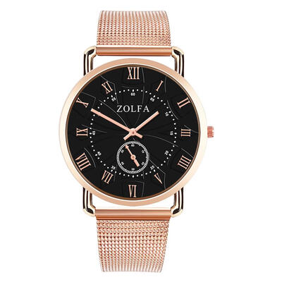 

ZOLFA Men Watch Rhinestone Roman Numerals Mesh Band Business Quartz Watches